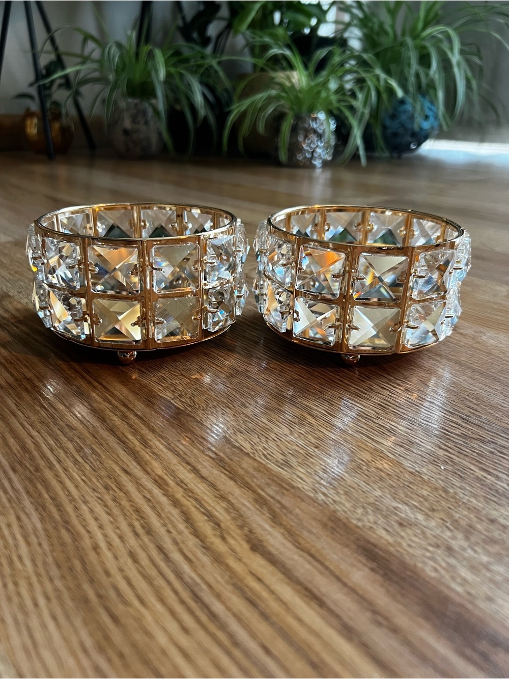(2) Crystal Candle Holders for Home Decor